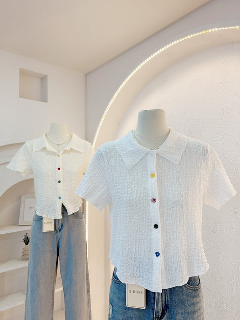 Casual Buttons Up Short Sleeves Tops